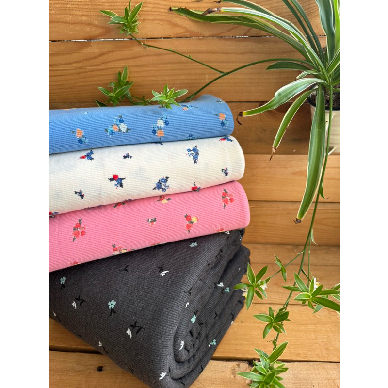 Vải cotton gân hoa