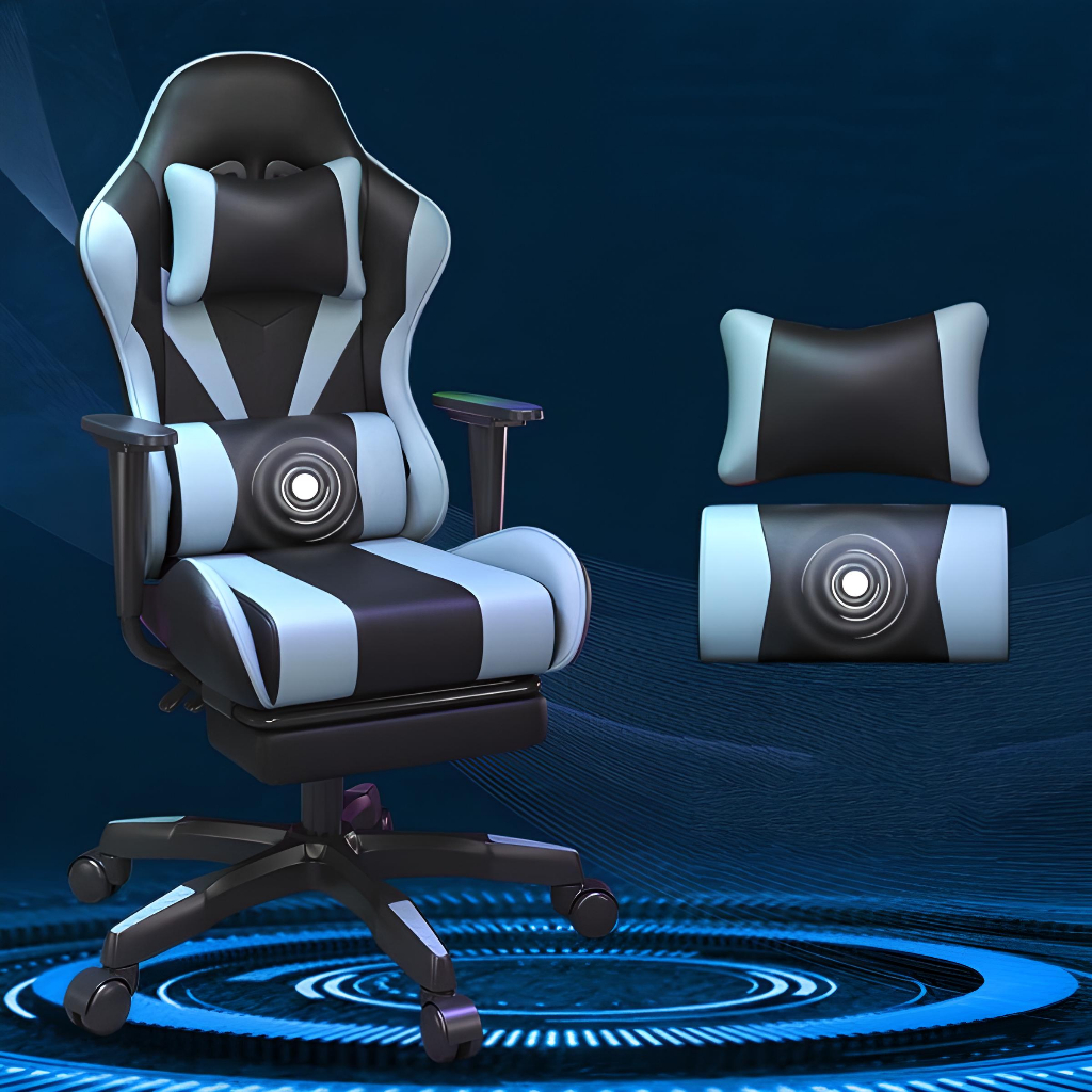 Ghế gaming ngồi học tập làm việc chơi game có gối đầu,có gối massage,có gác chân để nằm nghỉ ngơi kèm loa nghe nhạc