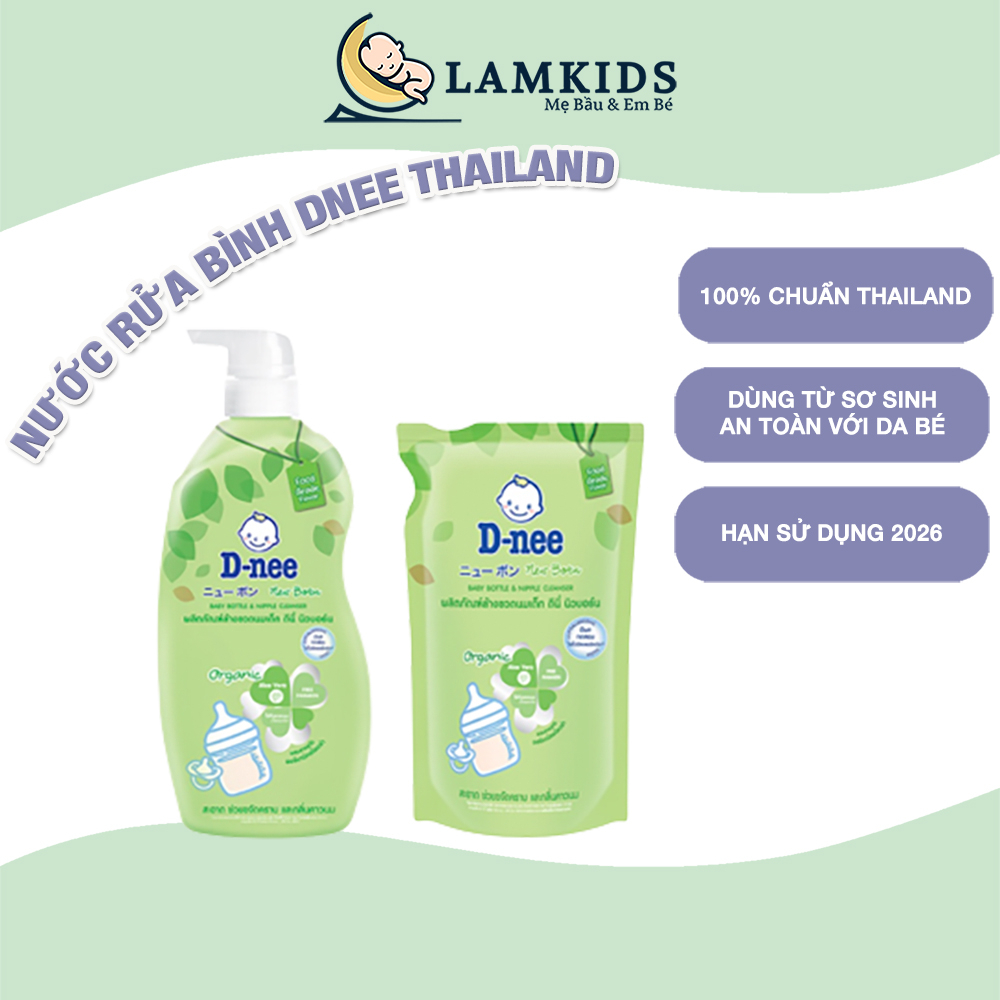 HSD 2026 Nước Rửa Bình Sữa DNEE ORGANIC Hàng Chuẩn Thailand Túi 600ml Chai