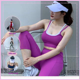 [Tặng Đệm Nâng Ngực] Bộ Đồ Tập Gym Nữ Phối Viền,Đồ Tập Yoga,Set Tập Gym Nữ 90p