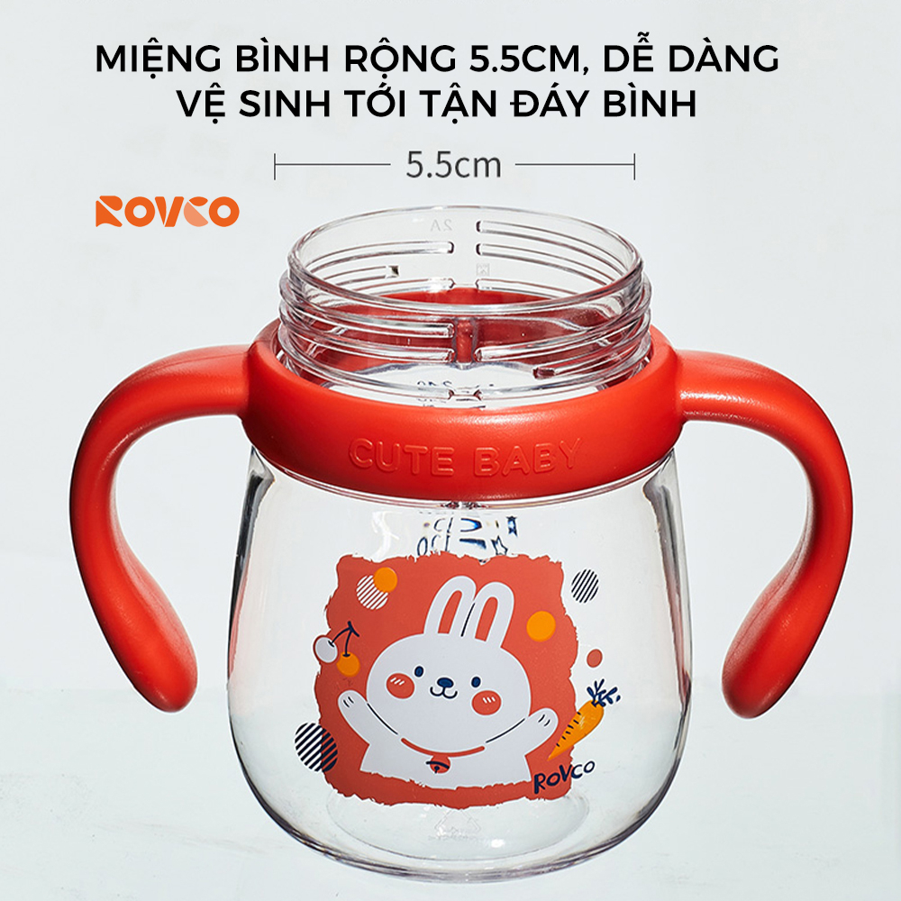 Bình Tập Uống Nước ROVCO RK-B1049 Tritan Tai Thỏ Chống Sặc（240ml) Cho Bé