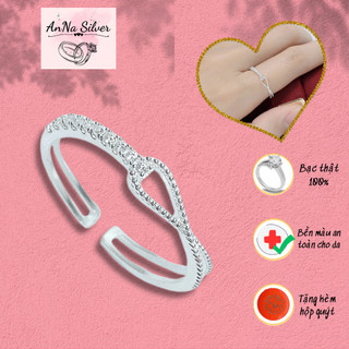Nhẫn bạc nữ bạc 925 không gỉ, nhẫn mặt hình vô cực đính đá freesize thời trang AnNa silver