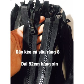 dây kéo khoá cá sấu răng 8 mở chân áo khoác màu đen