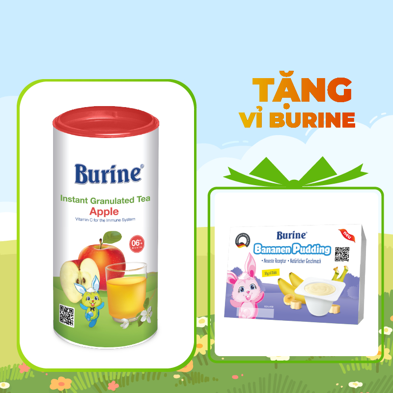 Trà Hoa Quả BURINE Vị Táo Tây 200g, Bổ Sung Vitamin C, Hỗ Trợ Giảm Táo Bón Cho Bé Từ 4 Tháng Tuổi.