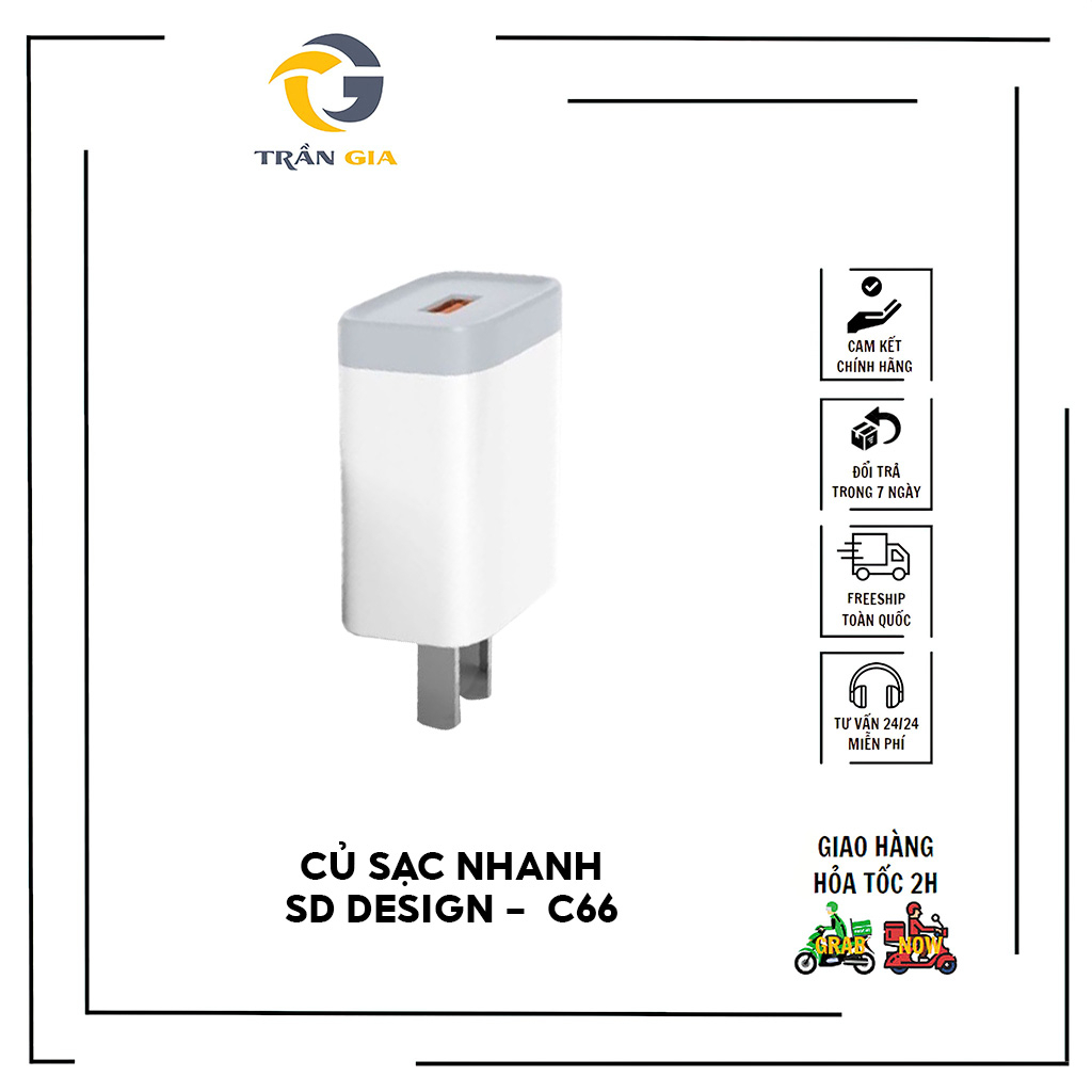 Củ sạc nhanh SD C66 tương thích với mọi loại điện thoại bảo hành 12 tháng