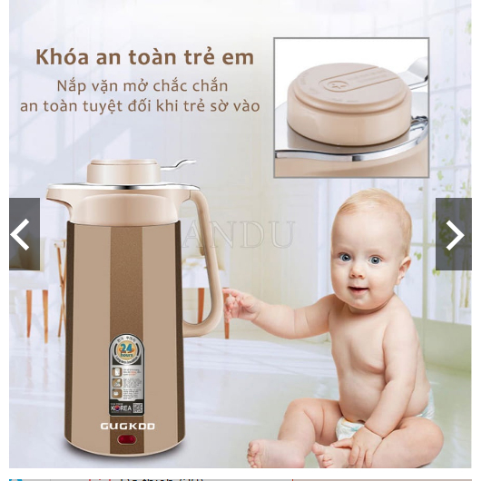 Ấm Siêu Tốc Kiêm Phích Giữ Nhiệt G u G koo 3L, Ấm Đun Nước Siêu Tốc Giữ Nhiệt 4-5 Giờ lhh