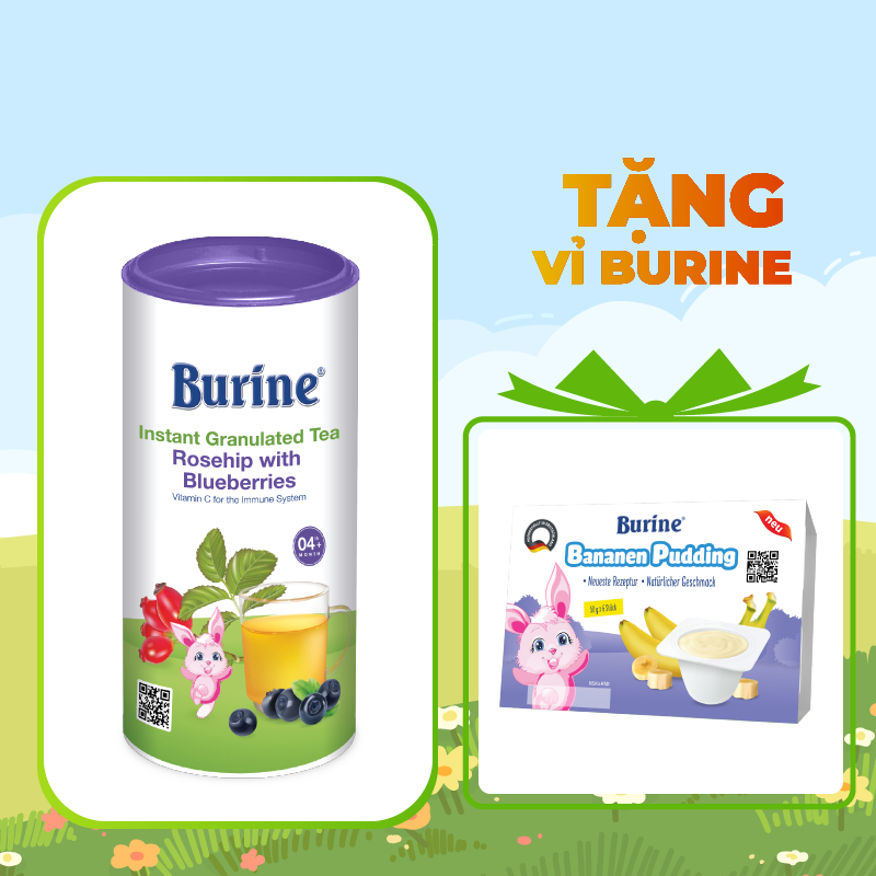 Trà Hoa Quả Hòa Tan BURINE Vị Tầm Xuân - Việt Quất Thơm Ngon, Bổ Sung Vitamin C Cho Bé Từ 4 Tháng Tuổi (200g)