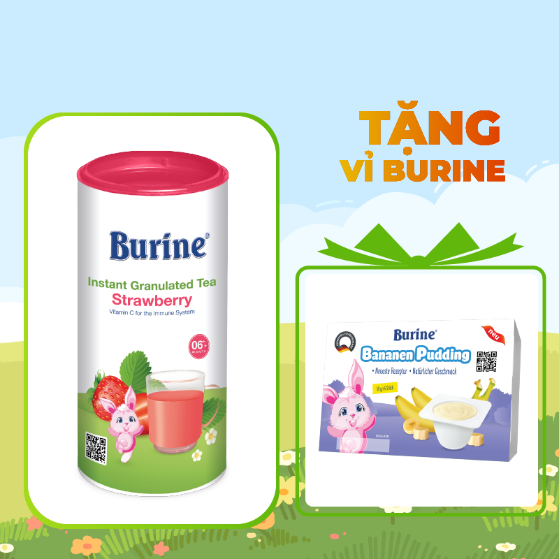 Trà Hoa Quả Hòa Tan BURINE Vị Dâu Tây, Giúp Hỗ Trợ Giảm Viêm Nhiễm, Tăng Đề Kháng - Dành Cho Bé Từ 4 Tháng Tuổi