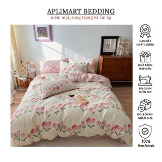 Cotton Living 4 Món Cao Cấp, Ga Gối Cotton Hàng Nhập Khẩu Nguyên Set, Vải Mềm Mịn, Cực Đẹp