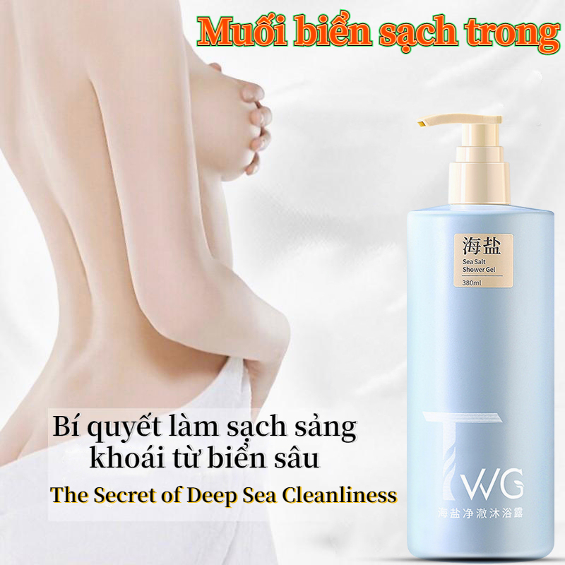 Sữa tắm trắng da toàn thân sữa tắm mịn da Sữa tắm muối biển 380ml Loại bỏ da rắn Loại bỏ viêm nang lông Làm sáng màu da