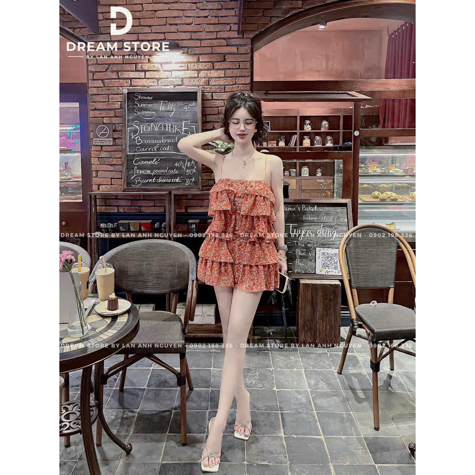 [5,5 Sales Freeship] set bộ đùi hoa 2 dây tầng dễ thương, bộ hoa nhí bèo tầng mix quần đùi đi biển siêu dễ thương th