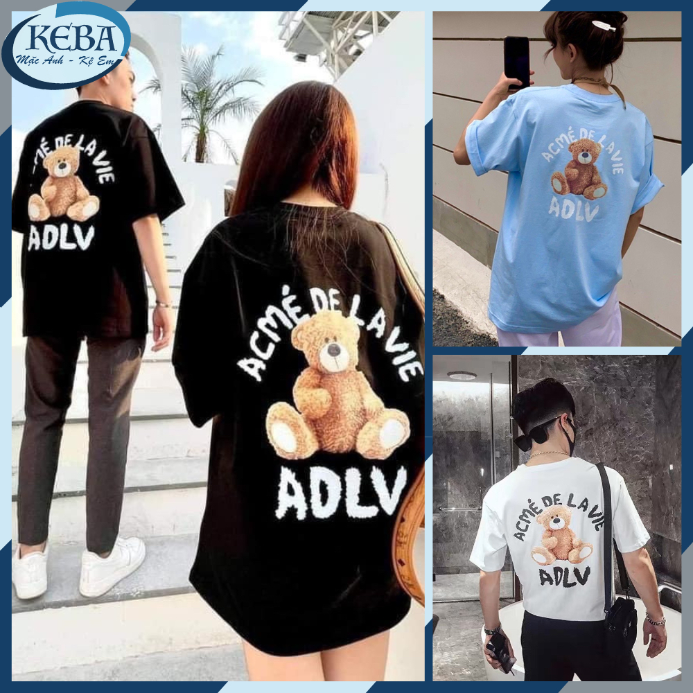 Áo thun tay lỡ unisex GẤU TEDDY BEAR ADLV from rộng - Áo phông KEBA nam nữ không nhăn, xù lông
