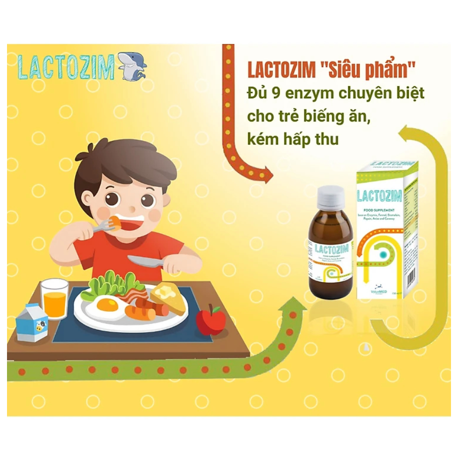 Lactozim - Bổ sung các enzym tiêu hóa giúp trẻ ăn ngon, hấp thụ tốt, giảm biếng ăn