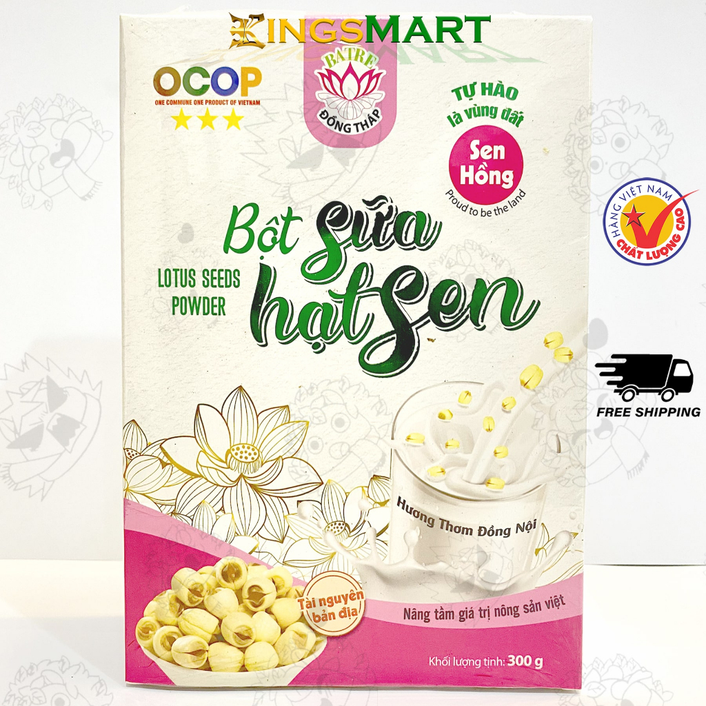 Bột Sữa Hạt Sen Hộp 300gr To Tiết Kiệm BA TRE Giúp Tinh Thần Thư Thái, Ăn Ngủ Ngon