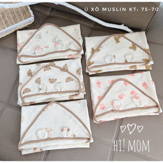[Deal độc quyền]Choàng Ủ Xô Muslin 4 Lớp  HIMOM- JuBon- MiMi Có Mũ Thoáng Mát Mềm Mịn Cho Bé Sơ Sinh