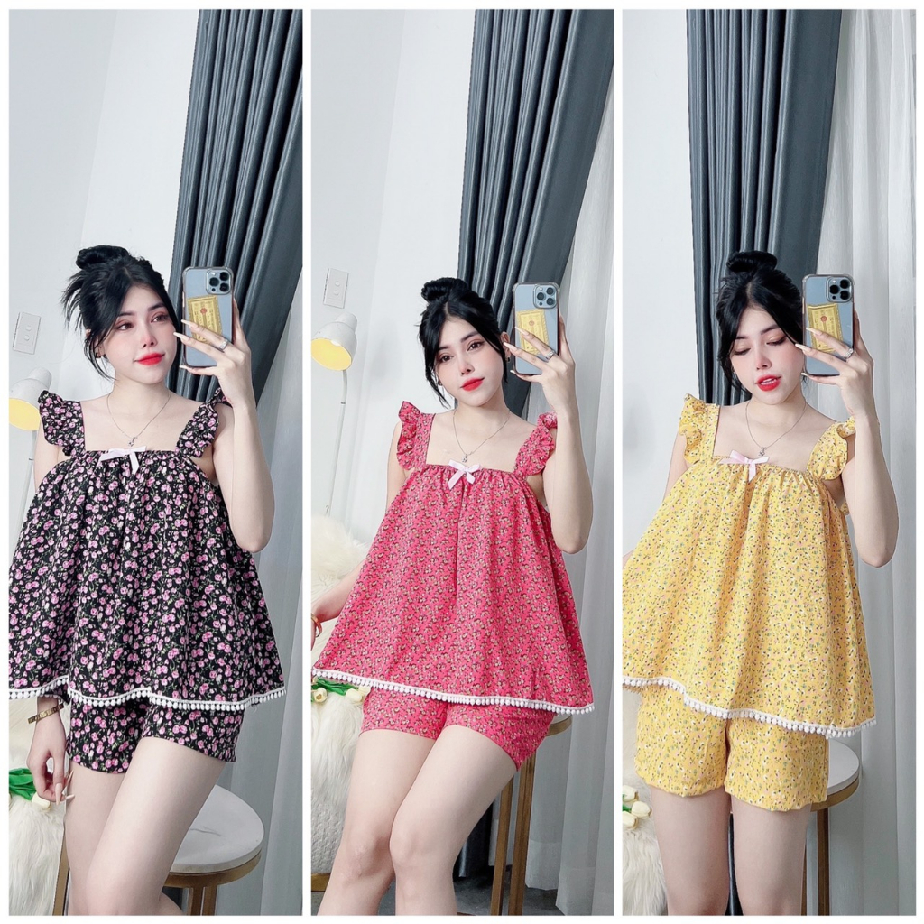 Sét bộ ĐÙI lụa hoa nhí siêu mát