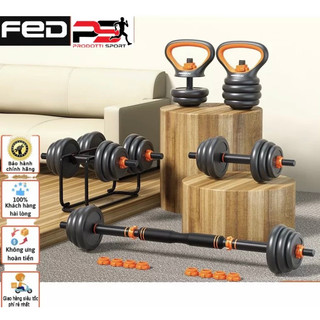 [CHÍNH HÃNG] Bộ Tạ Tay Combosite-FED 10kg Điều chỉnh,squat tháo lắp đa năng