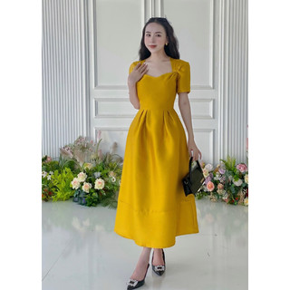 Đầm Cổ Vuông Nhún Eo