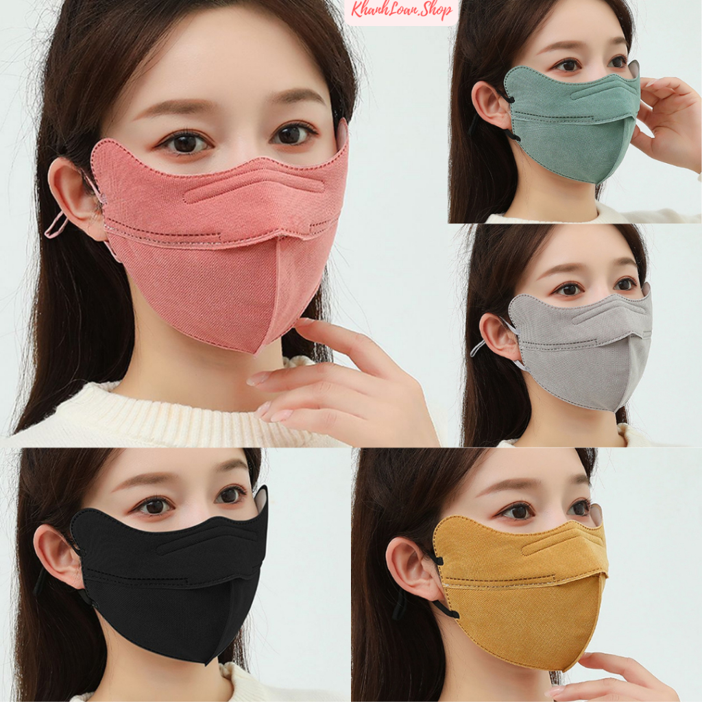 Khẩu Trang Vải Thu Đông Hoạt Tính 3 Lớp Dày Dặn Chống Bụi Chống UV Cao Cấp