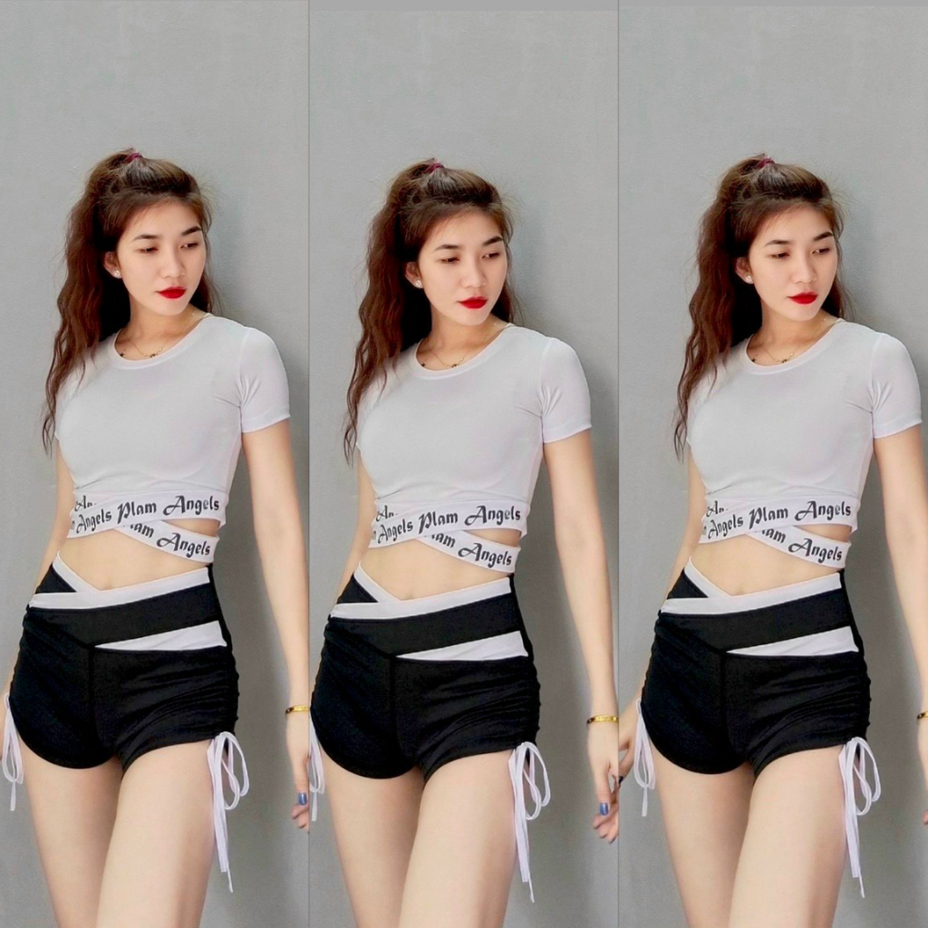 Quần Đùi Rút Dây Phối Màu Tập Thể Thao Nữ Tập Gym Yoga Aerobic Cầu Lông