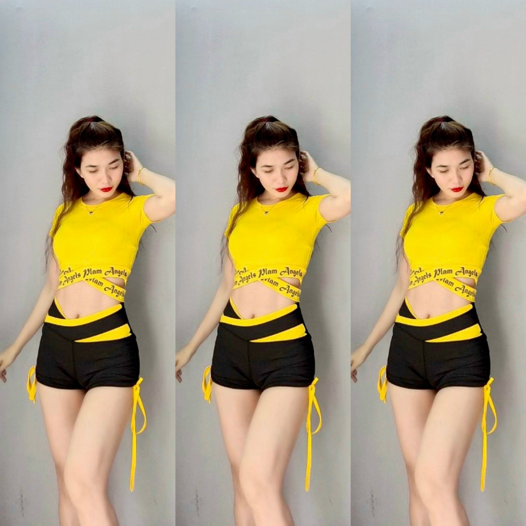 Quần Đùi Rút Dây Phối Màu Tập Thể Thao Nữ Tập Gym Yoga Aerobic Cầu Lông