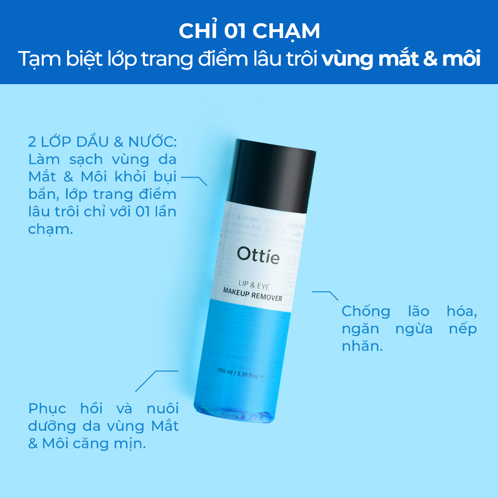 [QUÀ TẶNG KHÔNG BÁN] Tẩy Trang Mắt & Môi, Tẩy Trang Trà Xanh & Tẩy Da Chết Ottie Minisize 20ml