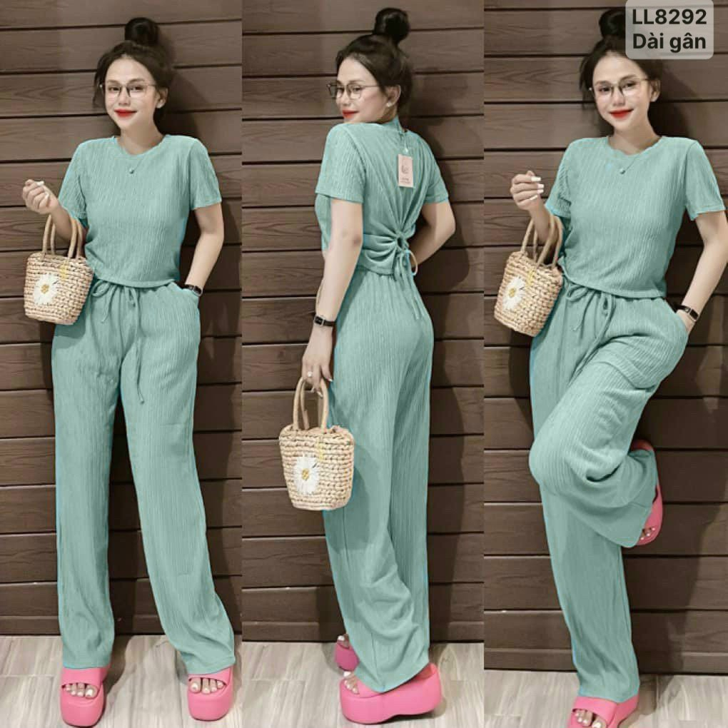 Set bộ dài quần có túi rút dây sau, chất thun gân nhật . Có sẵn