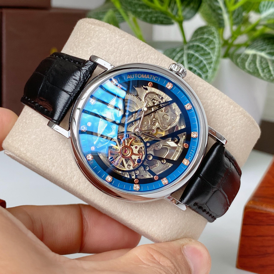 Đồng hồ nam MOHDNE cơ lộ máy nhìn xuyên thấu khung xương cực hấp dẫn, máy chạy automatic không cần pin