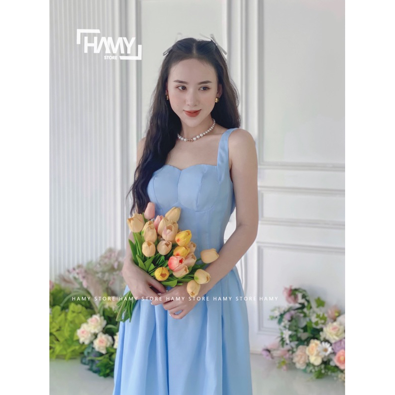 Đầm Dây Bản To Xiết Eo