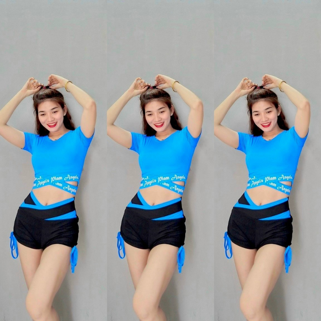 Quần Đùi Rút Dây Phối Màu Tập Thể Thao Nữ Tập Gym Yoga Aerobic Cầu Lông