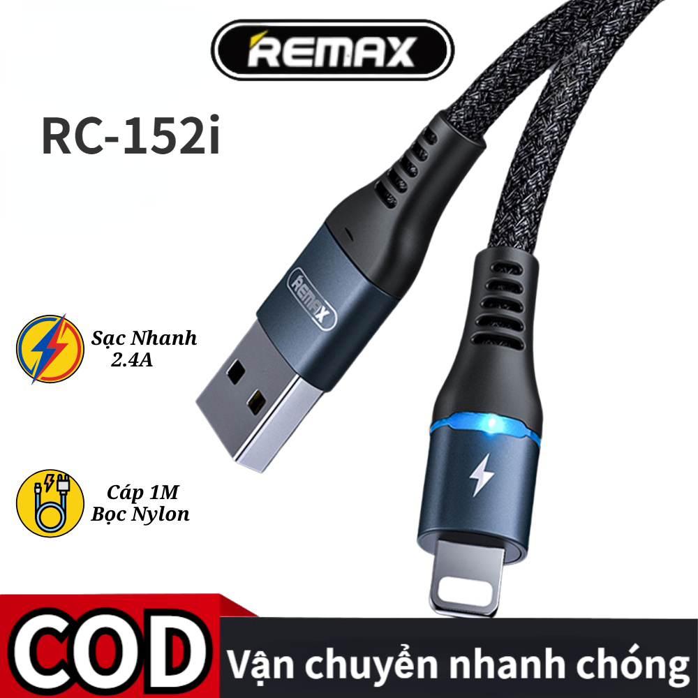 Dây cáp sạc và truyền dữ liệu RC-152i LED Phát sáng Cáp dữ liệu sạc nhanh 1M - Hàng Chính Hãng