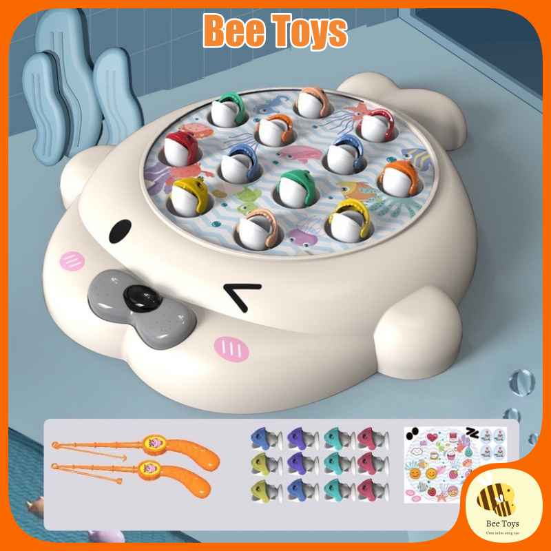 Đồ chơi câu cá nhựa bằng nam châm, 2 cần câu sử dụng bằng năm châm và móc dính cho bé câu cá dễ dàng