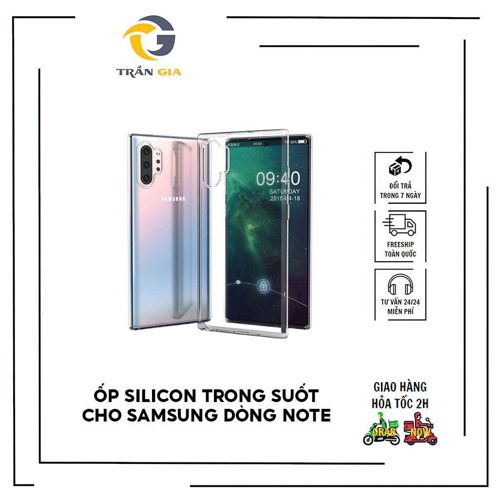Ốp Samsung silicon trong suốt Note8/Note9/Note10/Note10plus/Note20/Note20ultra