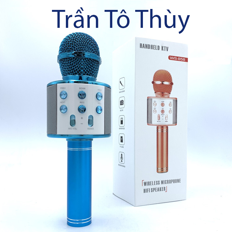 Míc kèm loa hát karaok W858 kết nối nhanh chóng,âm thanh sống động-trantothuy