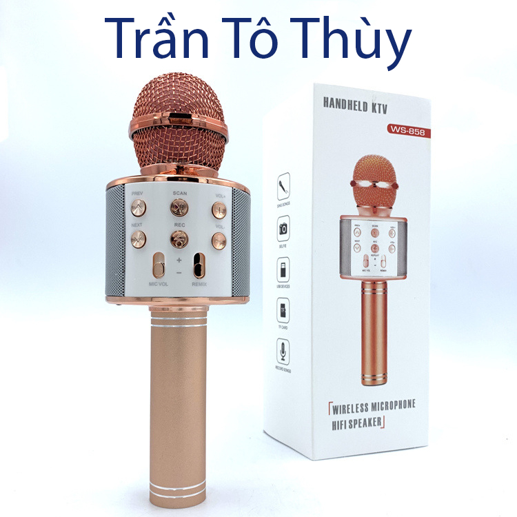 Míc kèm loa hát karaok W858 kết nối nhanh chóng,âm thanh sống động-trantothuy