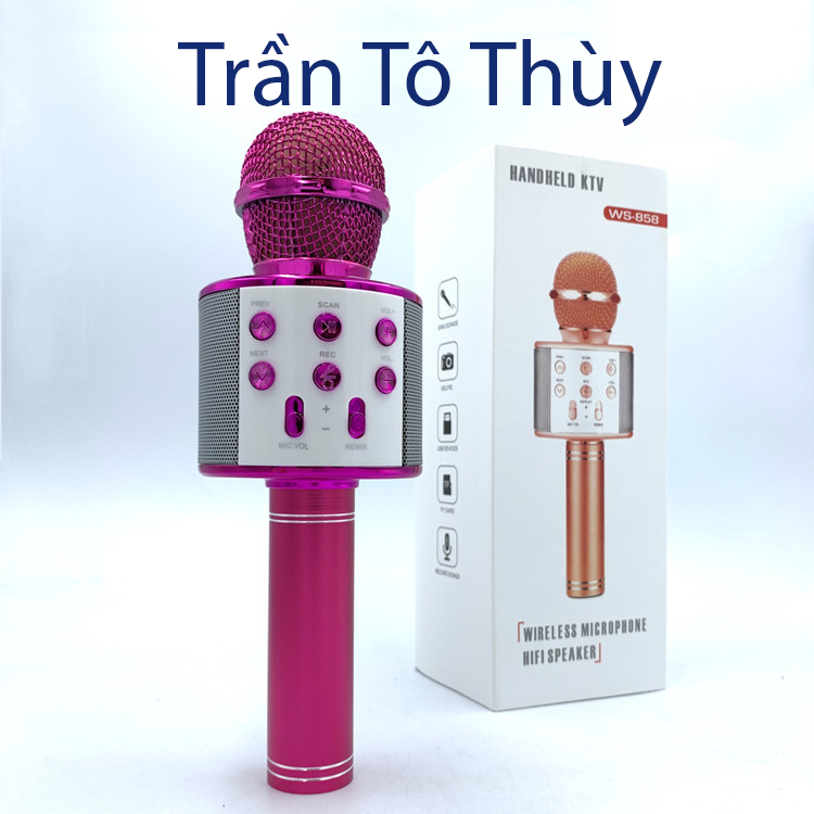 Míc kèm loa hát karaok W858 kết nối nhanh chóng,âm thanh sống động-trantothuy