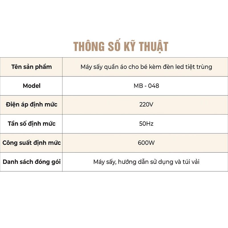 Máy sấy quần áo cho bé gắn đèn Led tiệt trùng Moaz Bébé MB048 - CHÍNH HÃNG