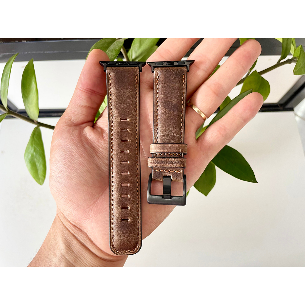Dây da bò cao cấp nhập khẩu 38mm/40mm/41mm/42mm/44mm/45mm cho  Apple Watch SE 7 6 5 4 3 2 1 - DDAP04