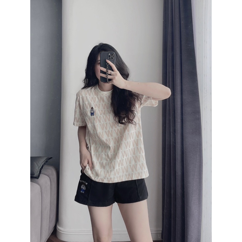 Set bộ đùi gấu who chữ W màu be ảnh thật mẫu mặc