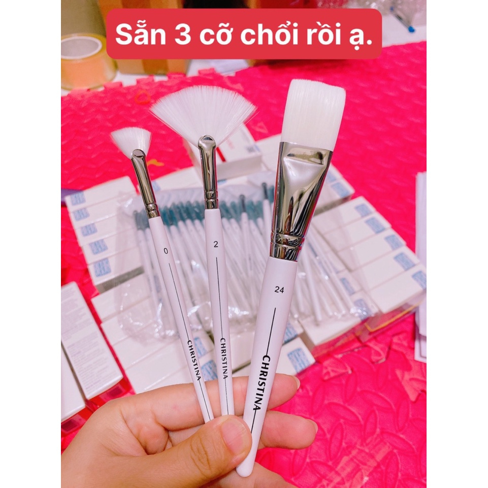 Cọ peel , chổi quét peel số 0 2 và cọ chổi đắp mặt nạ mask số 24 Christina