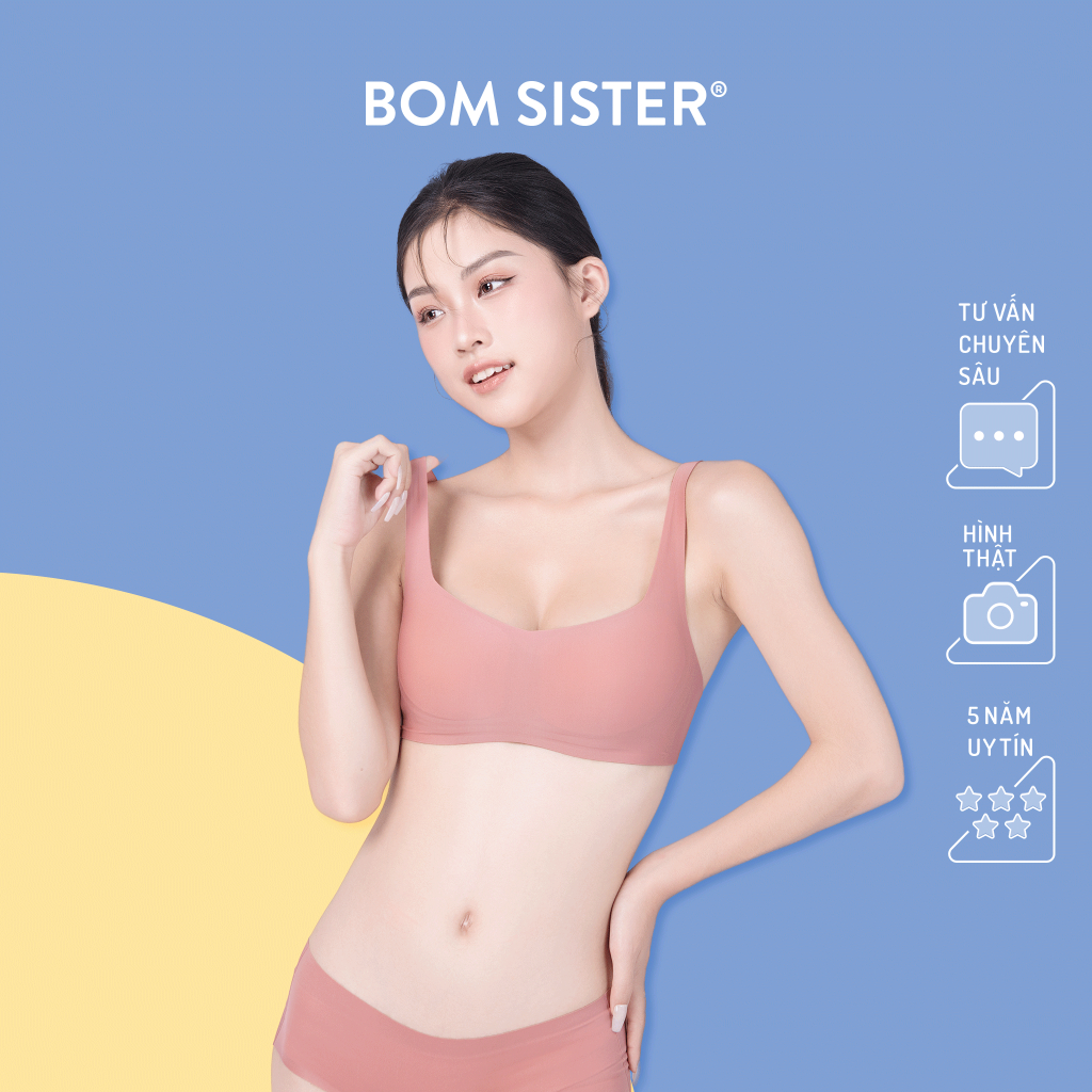 Áo lót mút mỏng không gọng màu trơn mút tháo rời được BOM SISTER MU0310