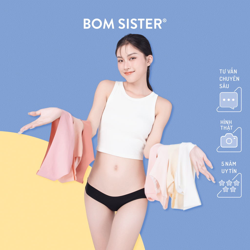 Combo 3 quần lót su cắt viền lưng thấp màu trơn BOM SISTER MP2206