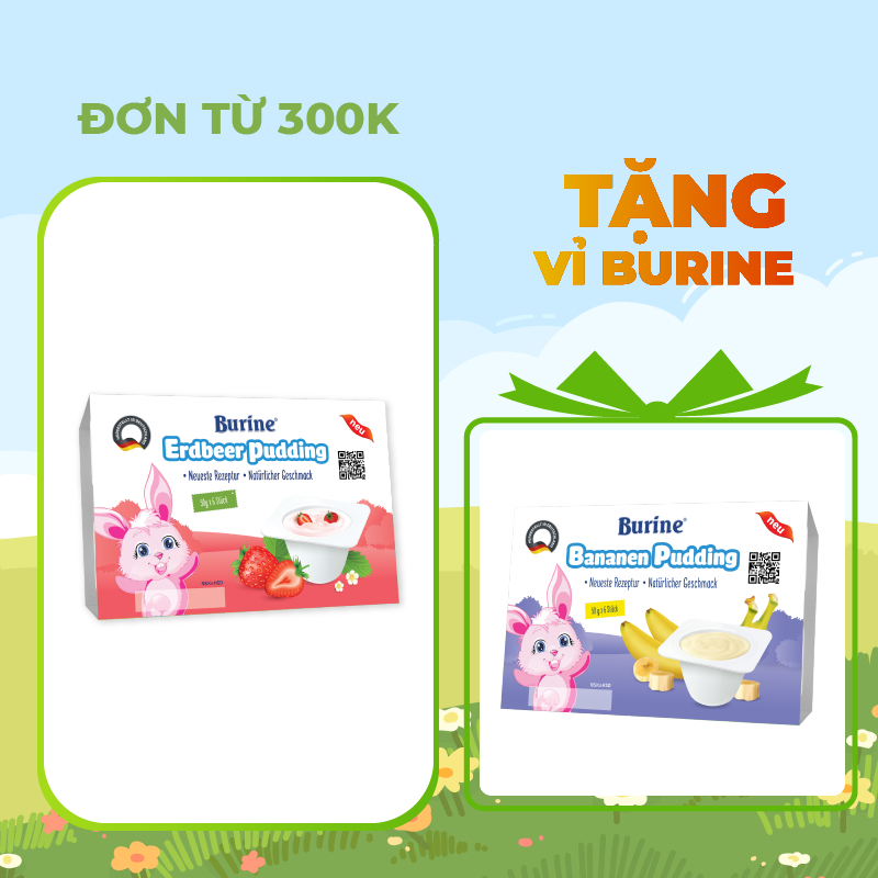 Pudding Ăn Dặm Burine Vị Dâu Dành Cho Bé Từ 6 Tháng Tuổi, Giúp Cung Cấp Vitamin, Dưỡng Chất, Bổ Sung Năng Lượng