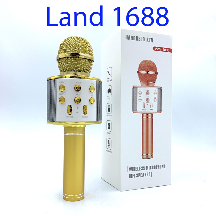 Míc kèm loa hát karaok W858 kết nối nhanh chóng,âm thanh sống động-land1688