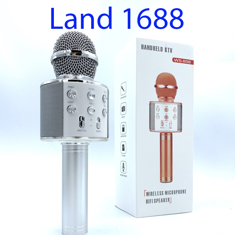 Míc kèm loa hát karaok W858 kết nối nhanh chóng,âm thanh sống động-land1688