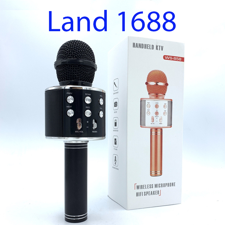 Míc kèm loa hát karaok W858 kết nối nhanh chóng,âm thanh sống động-land1688