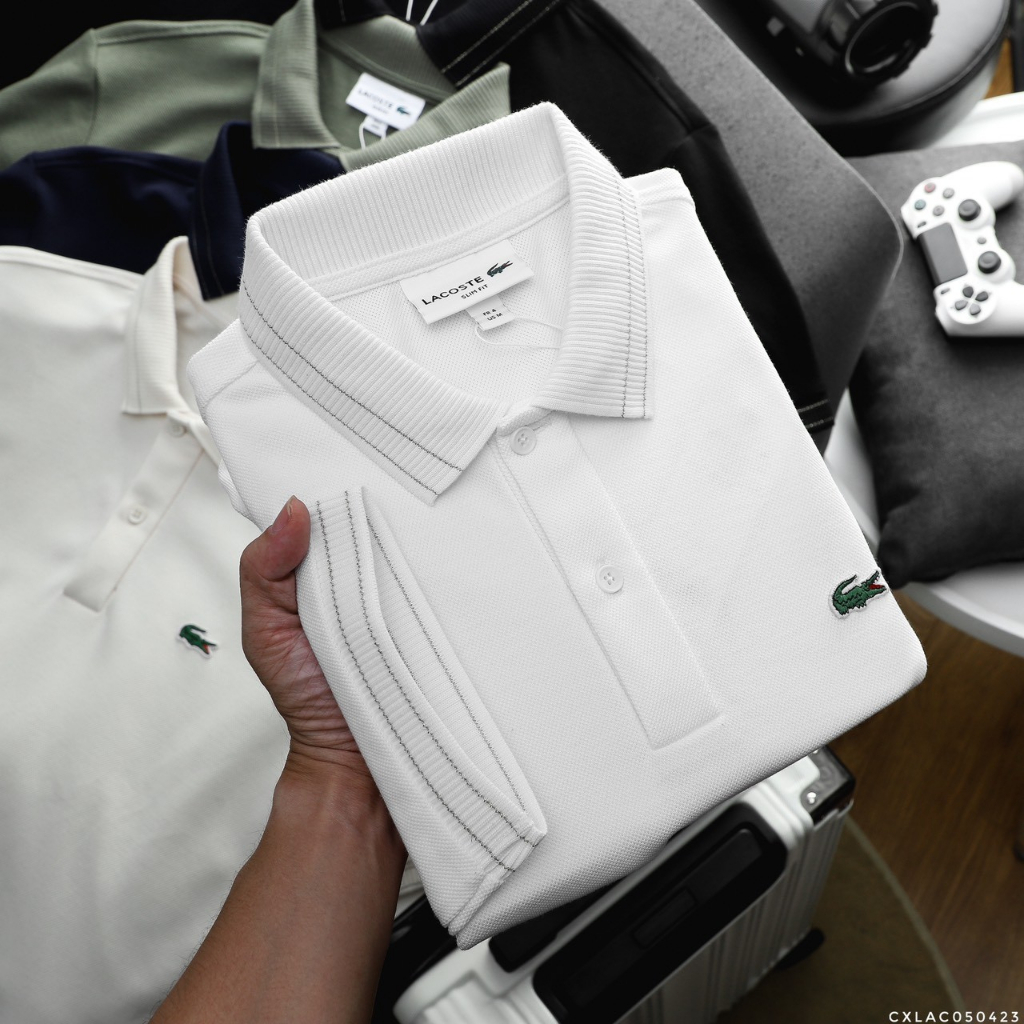 Áo Thun Nam Form Slimfit POLO LACOSTE GOLF TRƠN khuy Khắc Chữ xịn Logo Xanh thêu dáng dài cực đẹp 5 màu hàng xuất xịn