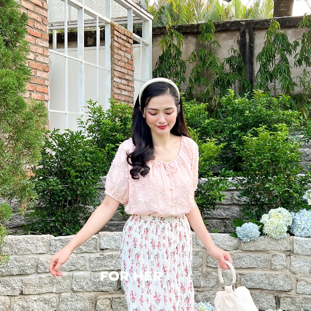 Áo kiểu FOR HER tay ngắn dây rút AO0853