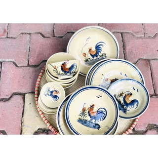 Set combo chén dĩa con gà xưa nam bộ phong cách xưa