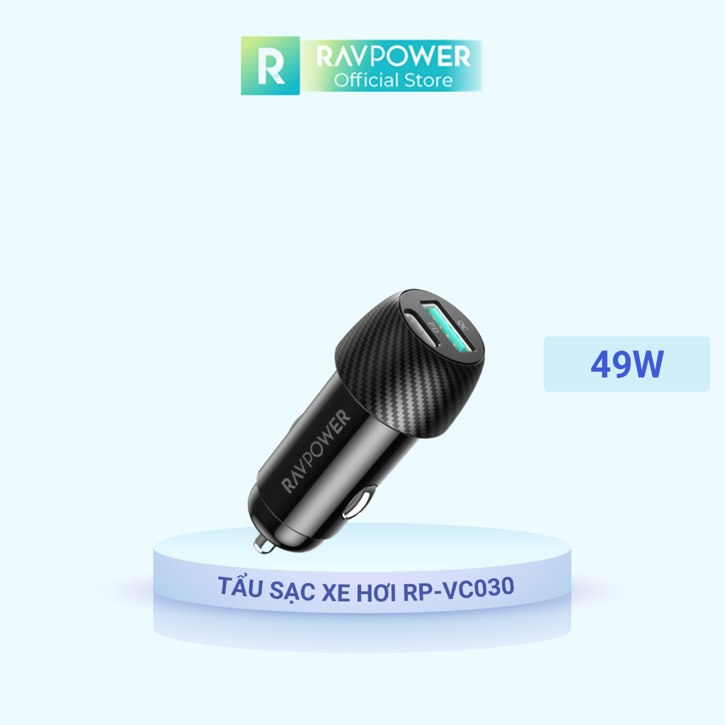 Tẩu sạc xe hơi RavPower RP-VC030 PD Pionner 49W type C